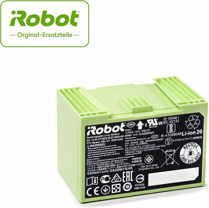 iRobot Originalteile - Roomba Lithium-Ionen-Akku - Kompatibel mit den Serien Roomba e/i - Grün, 1800