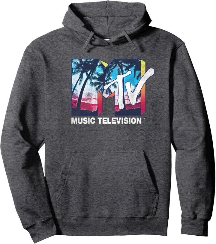 MTV Neon Sunset Bold Logo Pullover Hoodie