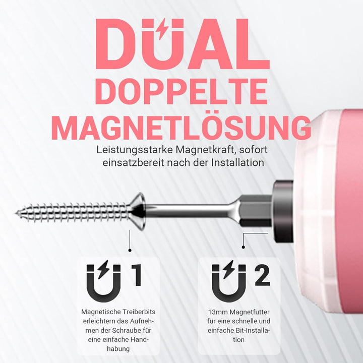 DCA 4V Elektrischer Schraubendreher-Set, 5 N·m mit 2000 mAh Li-Ionen-Akku, 6,35 mm Magnet-Sechskanta