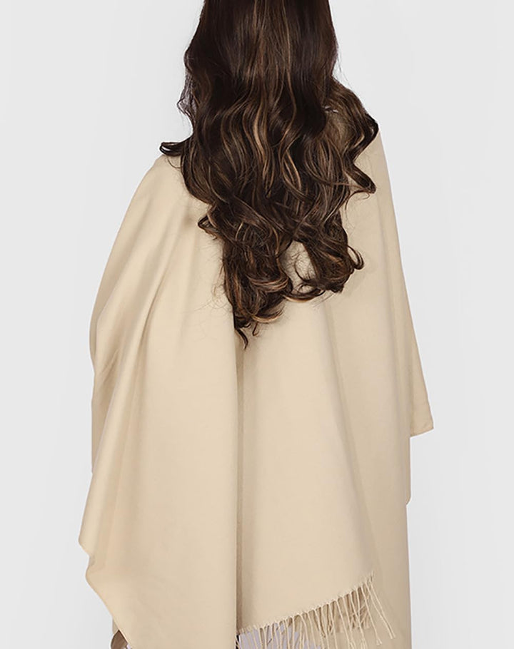 Shmily Girl - Damen Poncho Habe Gestrickt Überdimensionalen Decke Kap-Schal Beige, Beige