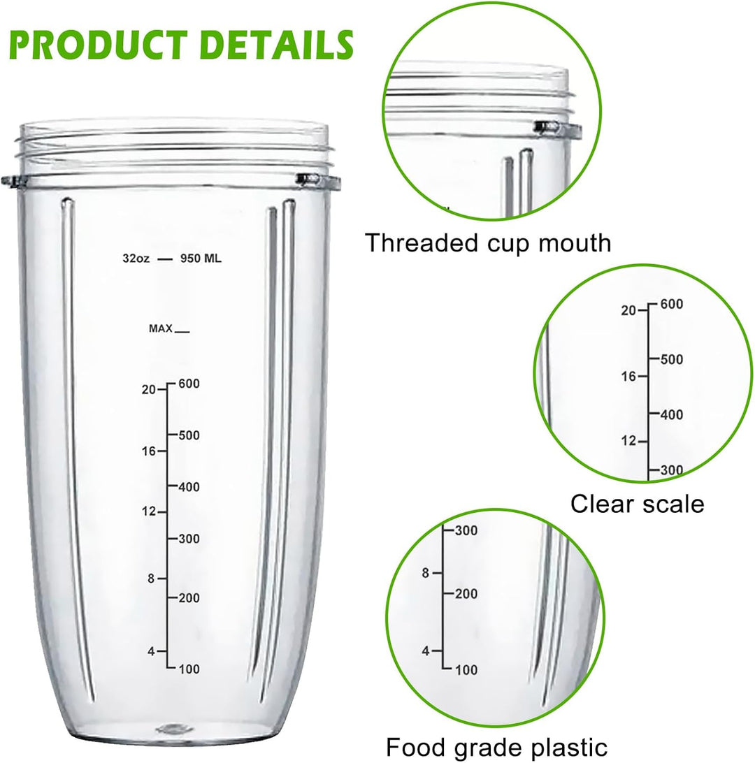 2 Stück Entsafter Ersatzbecher, 32oz Becher Kompatibel Für Nutribullet, 950ml Ersatzteil Entsafter-Z