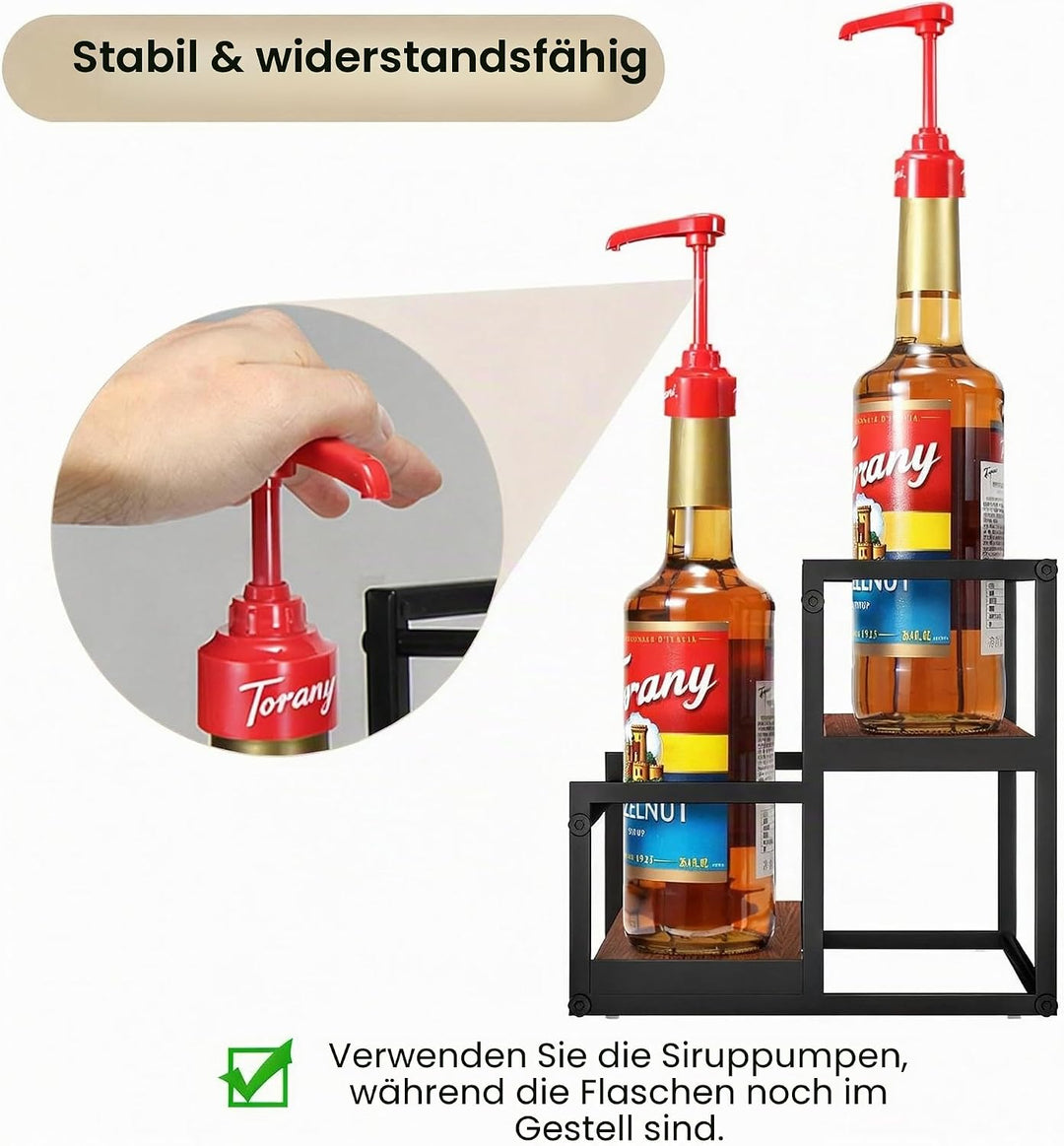 THYGIFTREE Kaffeesirup-Organizer, 2-stöckig, 10 Sirupflaschen, Ständer für Kaffeebar, Aufbewahrungsr
