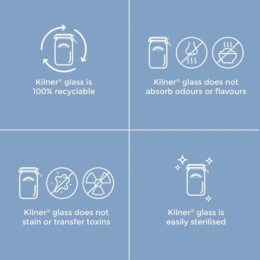 Kilner Einmachglas mit Bügelverschluss 2,1 L rund, Robustes luftdichtes Vorratsglas mit Edelstahlbüg
