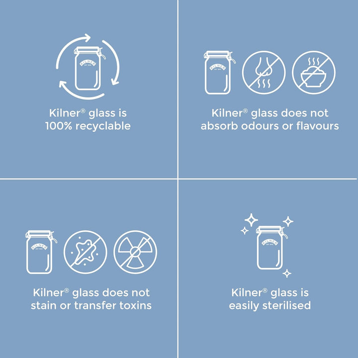 Kilner Einmachglas mit Bügelverschluss 2,1 L rund, Robustes luftdichtes Vorratsglas mit Edelstahlbüg