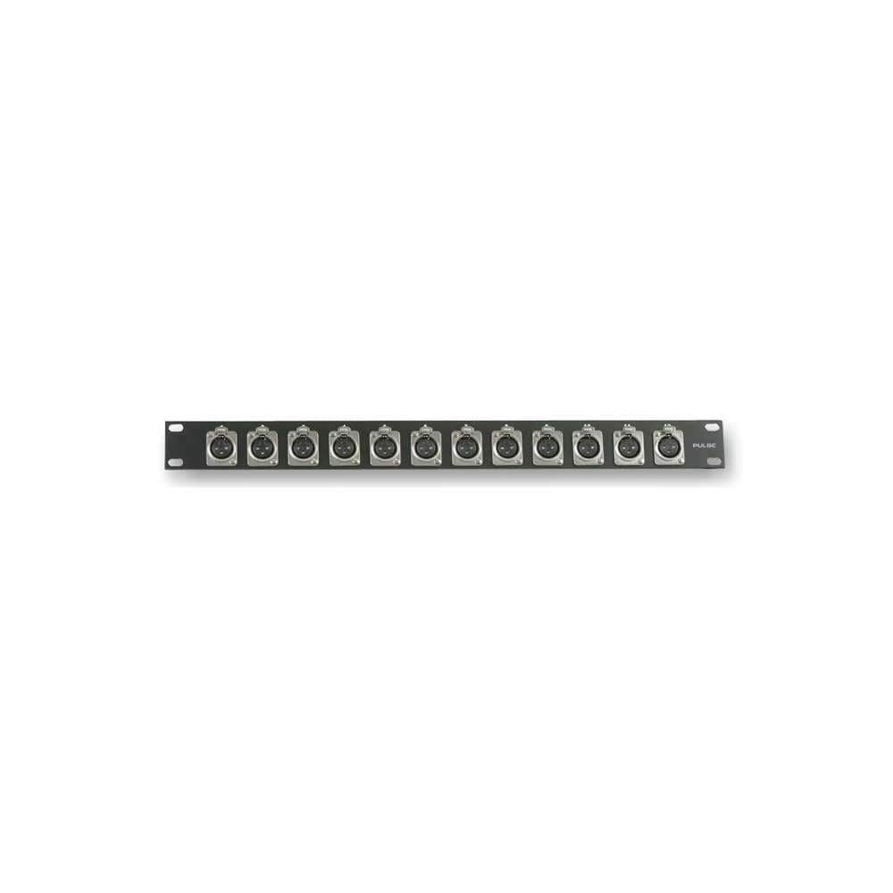 Pulse PLS00023 1U Rackpanel mit 12x XLR Panelbuchsen