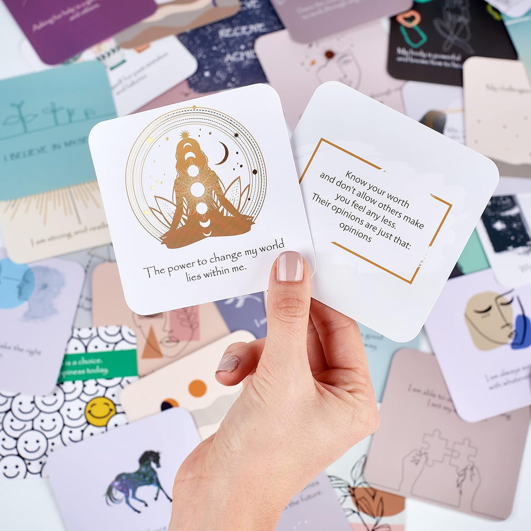 Positive Affirmations Karten für Frauen | Motivationskarten mit nachdenklichen Fragen, tägliche Affi
