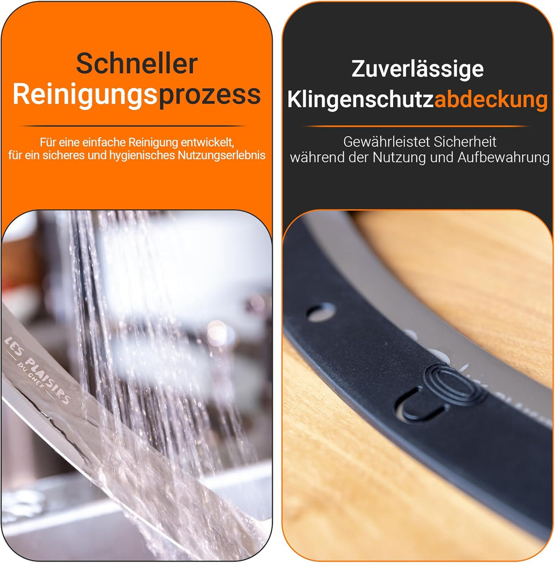 Extra scharfer Pizza Schneider/Pizzaschneider aus Edelstahl | Grosses Wiegemesser 30,5 cm mit Doppel