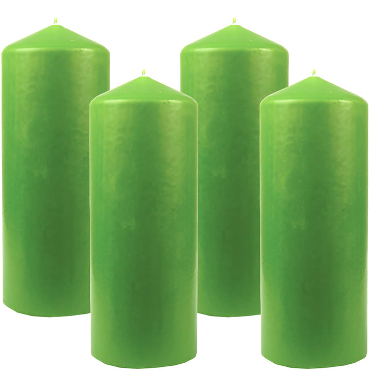 Stumpenkerzen Wachskerzen Ø6cm x 17cm (4er Pack) Limette - Lange Brenndauer, Hergestellt in EU, Kerz