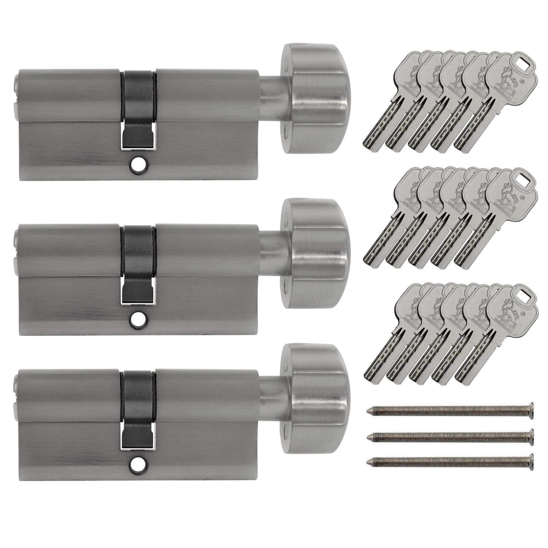 3x Knaufzylinder KD 60 mm 30/30 gleichschliessend inkl. 15 Schlüssel
