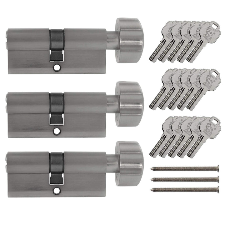3x Knaufzylinder KD 60 mm 30/30 gleichschliessend inkl. 15 Schlüssel