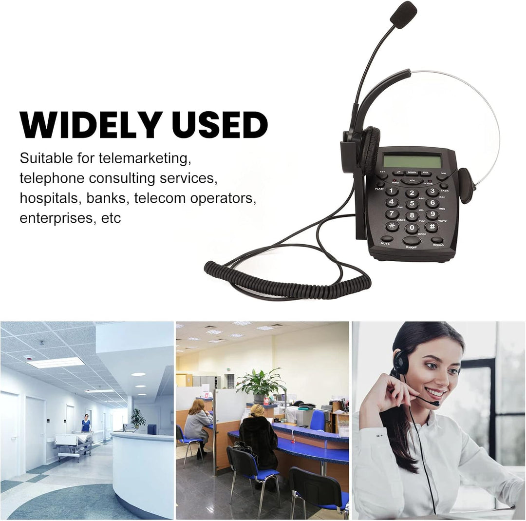 ciciglow Callcenter-Telefon, Schnurgebundenes Telefon mit Rauschunterdrückung, Headset-Mikrofon, FSK