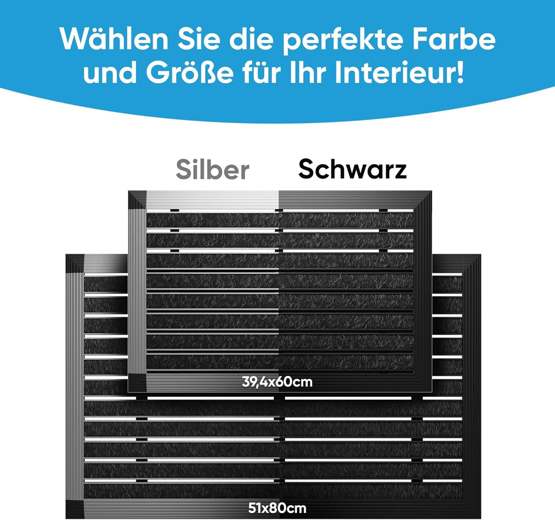 Fussmatte aussen, Aluminiumrahmen schwarz, 40x60 cm, Fussmatte Aussenbereich, Aluminium Türmatte aus