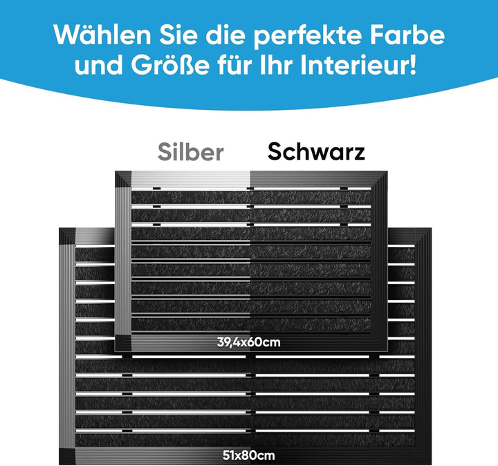 Fussmatte aussen, Aluminiumrahmen schwarz, 40x60 cm, Fussmatte Aussenbereich, Aluminium Türmatte aus