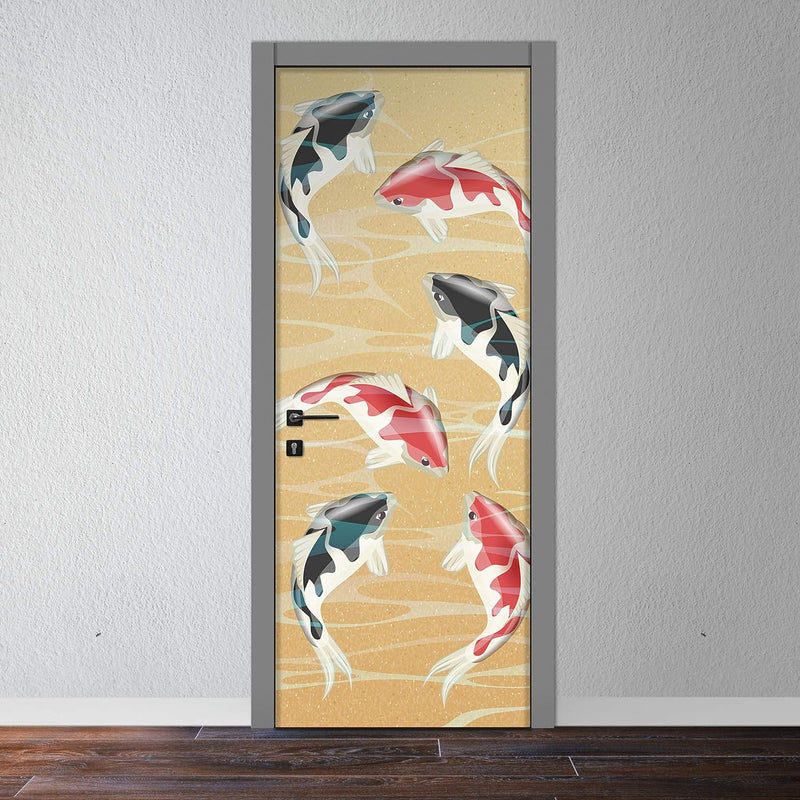 wandmotiv24 Türtapete japanische koi fische 80 x 200cm (B x H) - Dekorfolie selbstklebend Sticker fü