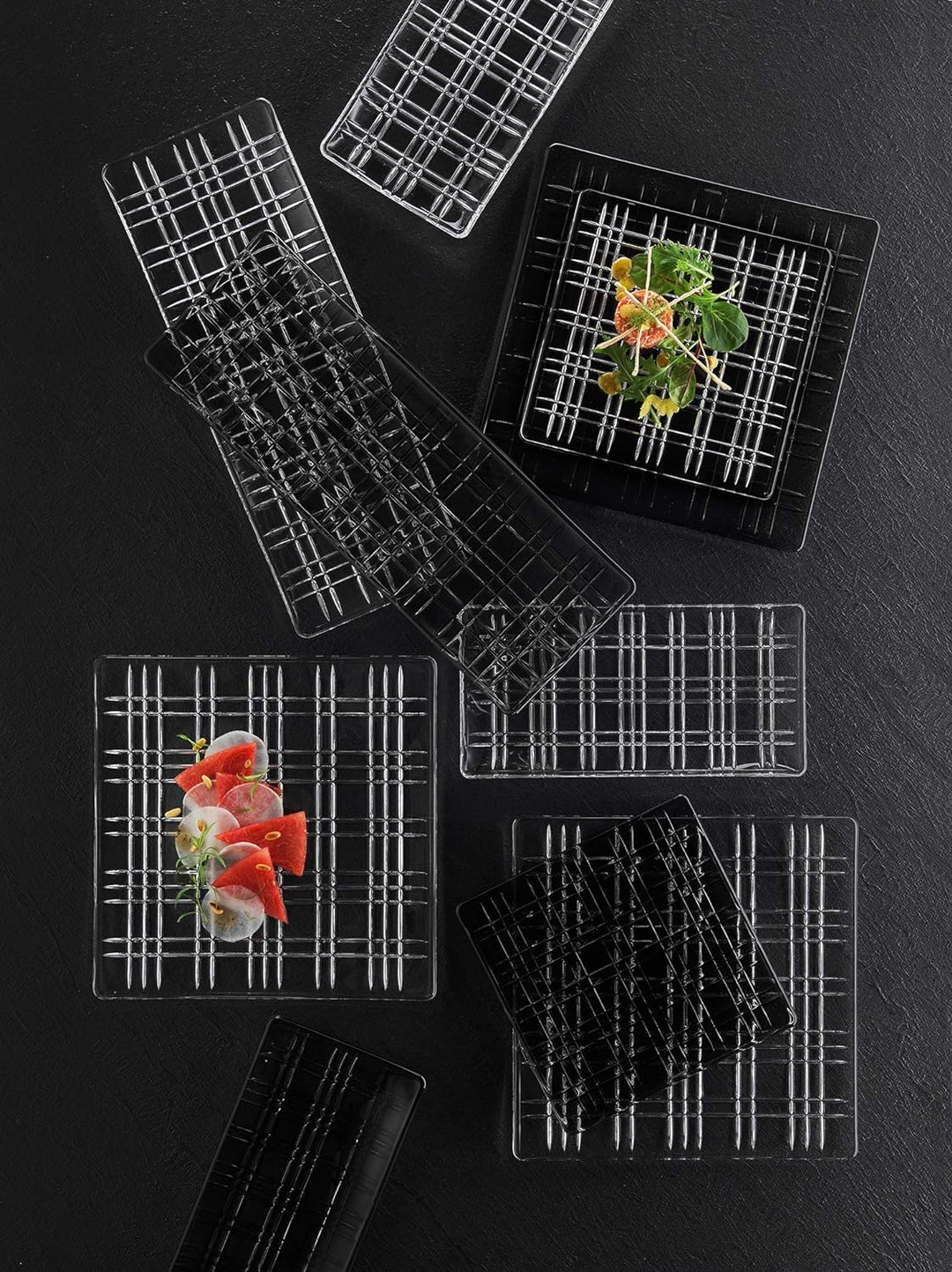 Spiegelau & Nachtmann, Servierplatten-Set, 2-tlg., Quadratisch, Kristallglas, Square, Grösse: 21 cm,