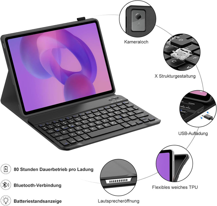 WINCHKING Tastatur Hülle für Lenovo idea tab 11 2025 (TB-336ZU TB-336FU), Bluetooth Tastatur für Len