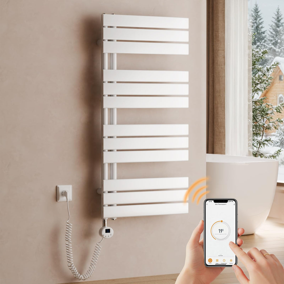 S'AFIELINA Handtuchheizkörper Elektrisch 1041×500mm, Badheizkörper Elektrisch mit Thermostat, WiFi,
