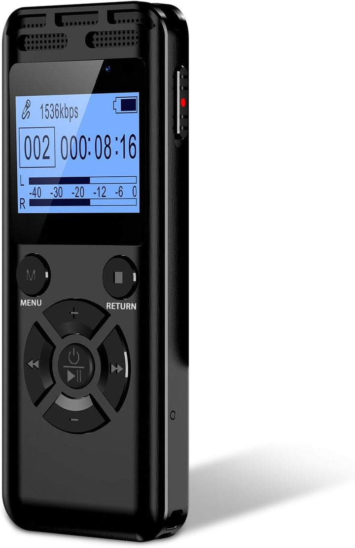 64GB Digitale Diktiergeräte Mit Geräuschunterdrückung 1536Kbps Hd-Stereo Metallener Sprachaktivierte