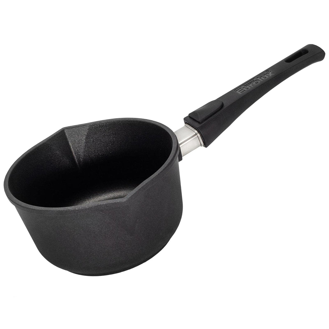 Eurolux Guss-Milchtopf Induktion Ø 18 cm Abnehmbarer Griff - Kleiner Stieltopf Aluguss mit Beschicht