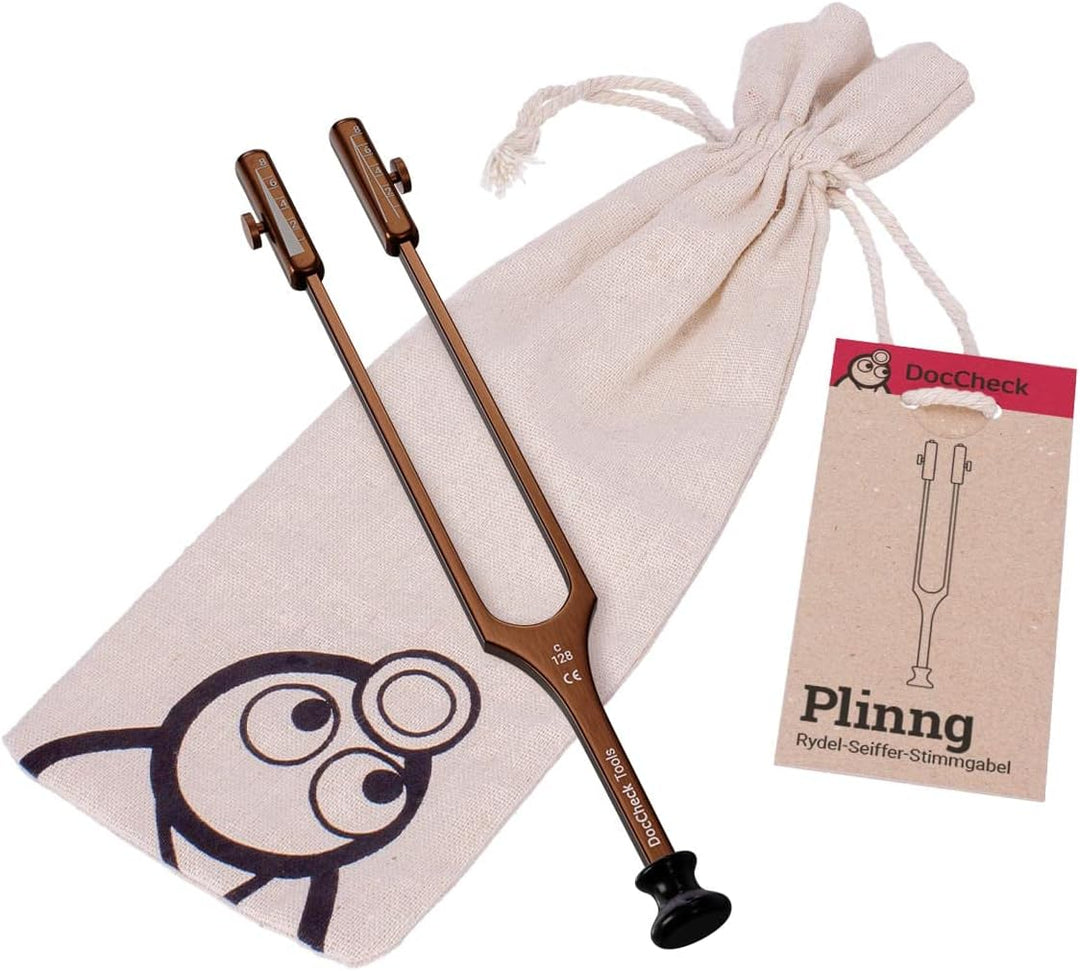 DocCheck Stimmgabel "Plinng" nach Rydel Seiffer mit Fuss & abnehmbaren Dämpfern (Kupfer), Kupfer