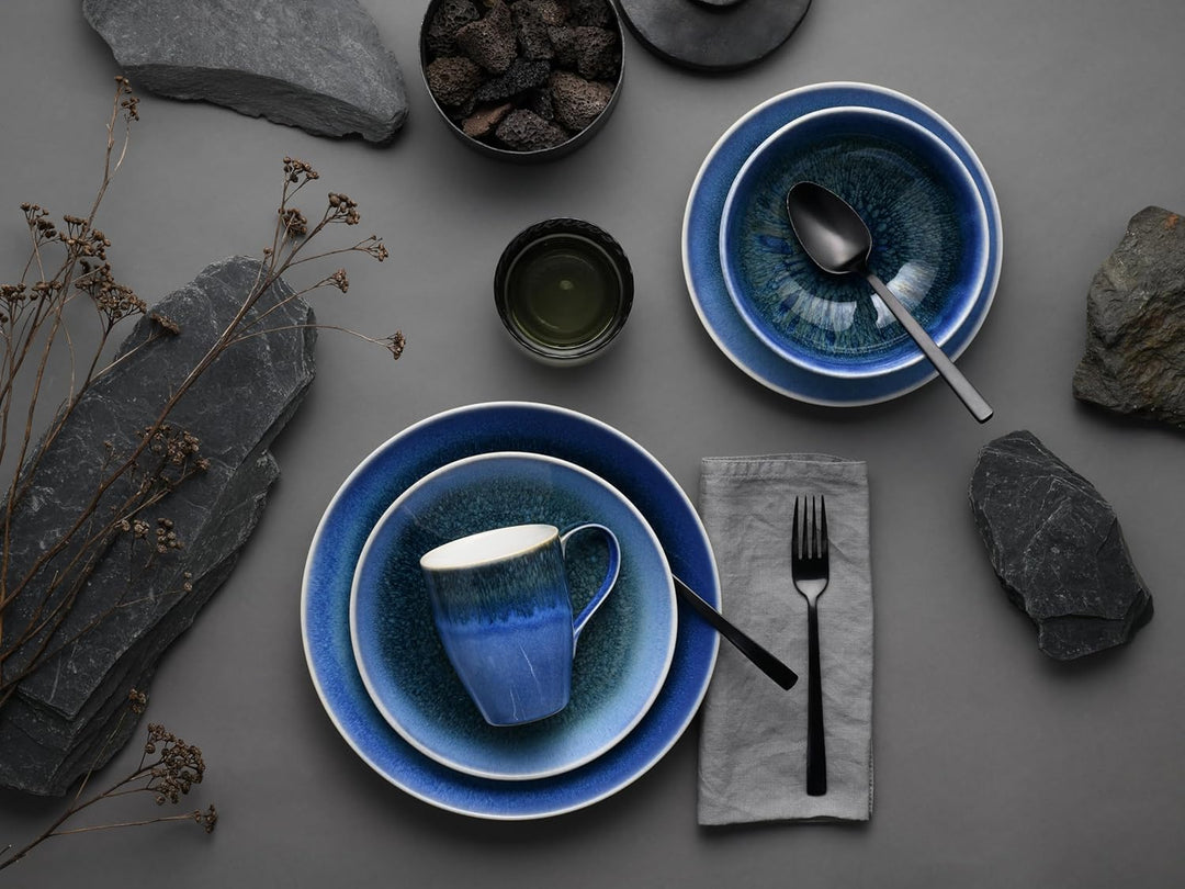 CreaTable, 25862, Serie Caldera Blau, Geschirrset, Kombiservice 8 teilig, Blau