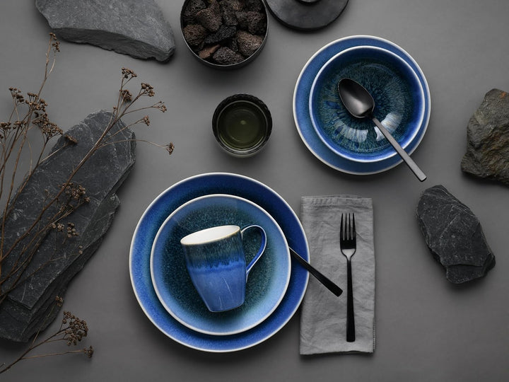 CreaTable, 25862, Serie Caldera Blau, Geschirrset, Kombiservice 8 teilig, Blau