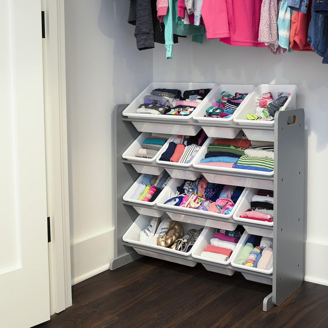 Humble Crew schickes Kinderregal in Grau/Weiss! 12 Boxen für Spielzeug, ideal für Kinderzimmer. Jetz
