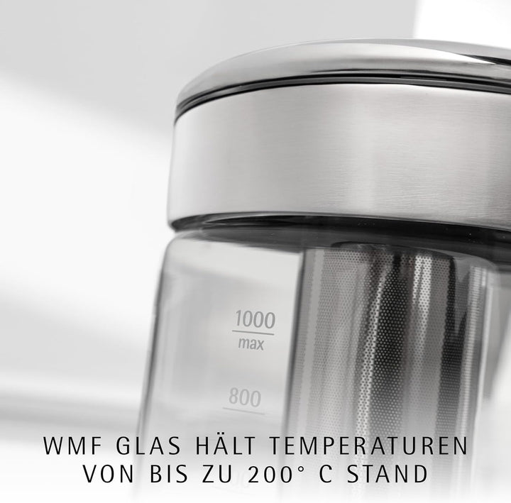 WMF Küchenminis 2 in 1 Vario Wasserkocher mit Temperatureinstellung, 1l, 1900 W, Teekocher Glas mit