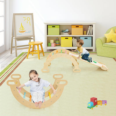 COSTWAY Kletterdreieck, Kletterbogen, Kletterdreieck mit Rutsche, inkl. doppelseitige Rampe, zum Kle