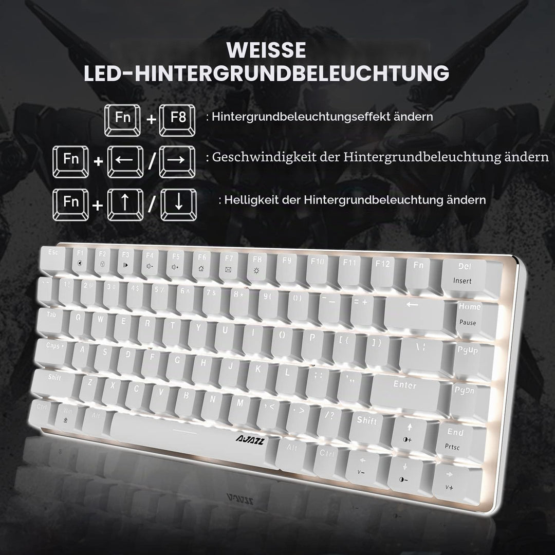 Hotswapple Gaming-Tastatur, 80% Mechanische Rote Schalter Keyboard mit weisse LED-Hintergrundbeleuch
