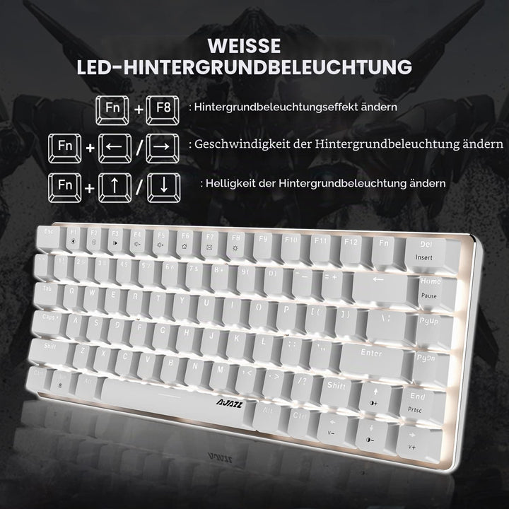 Hotswapple Gaming-Tastatur, 80% Mechanische Rote Schalter Keyboard mit weisse LED-Hintergrundbeleuch