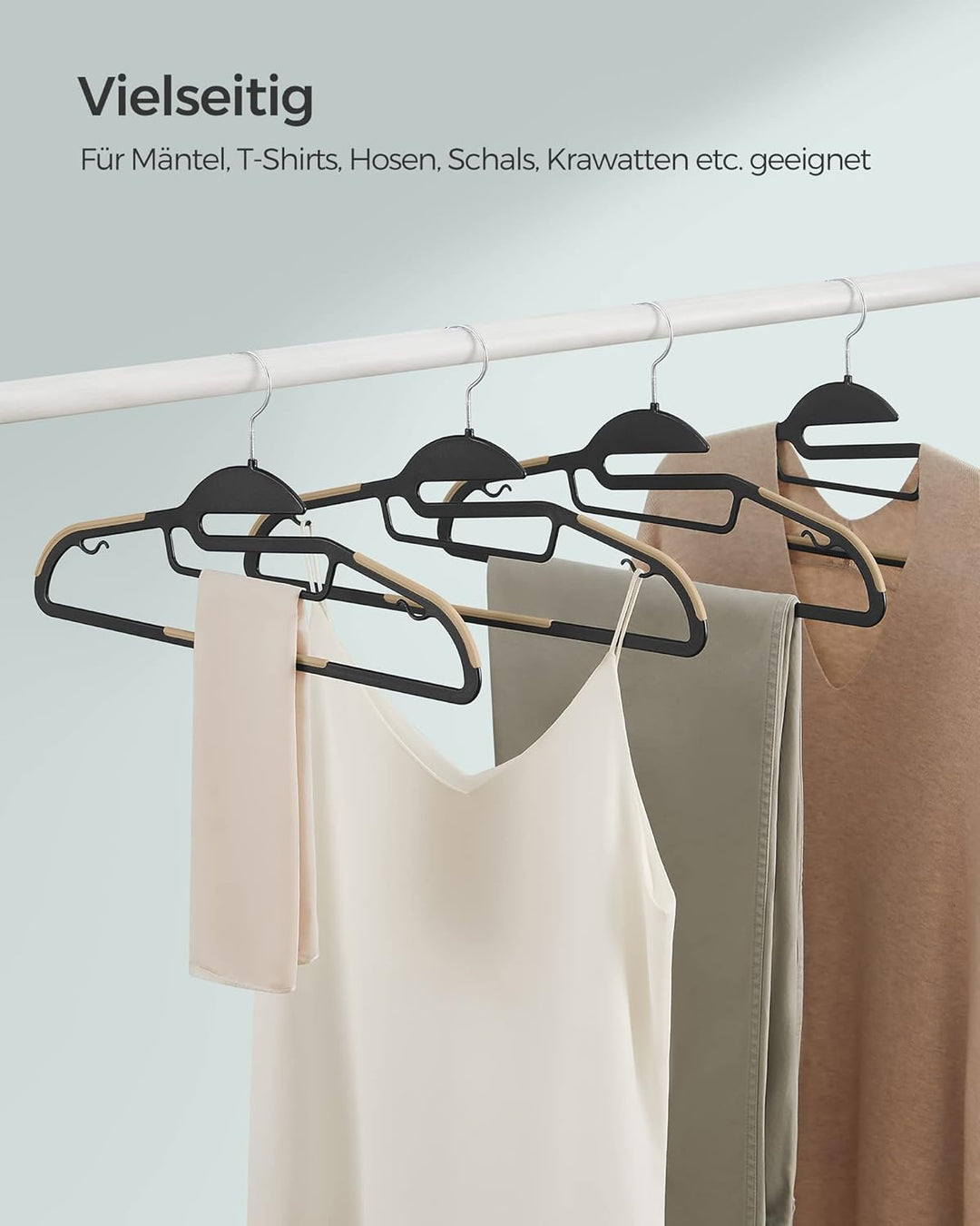 SONGMICS Kleiderbügel Kunststoff, 20er Set, Bügel mit U-förmiger Öffnung, platzsparend, 0,5 cm dick,