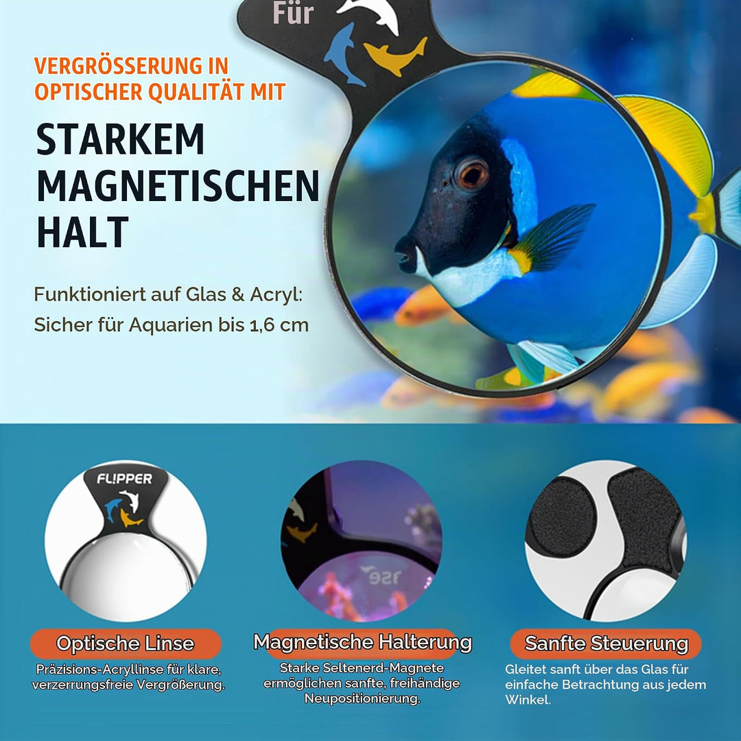 FL!PPER Flipper DeepSee Vergrösserter Magnetischer Aquariumspion 10,2 cm STD 4", STD 4"