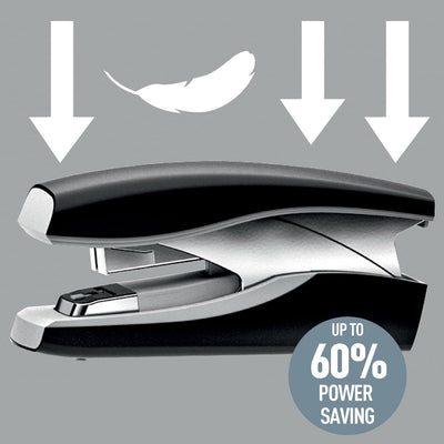 Leitz Softpress Flachheftgerät aus Metall, Für 30 Blatt, Ergonomische Form, Inkl. Heftklammern, Blau