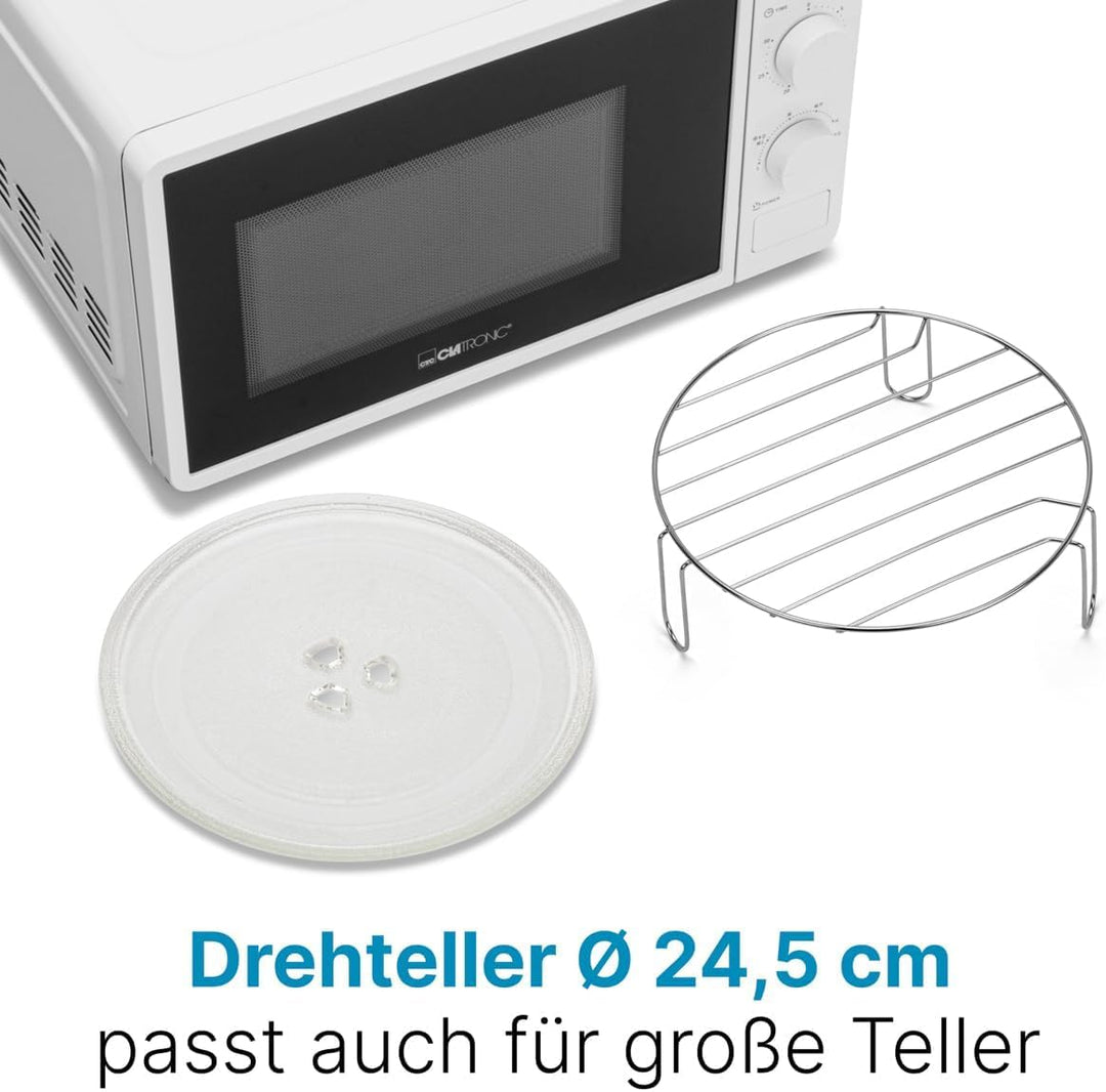 Clatronic® Mikrowelle mit Grill | 800 Watt | 5 Stufen | 20 Liter Garraum | 360° Drehteller | Timer m