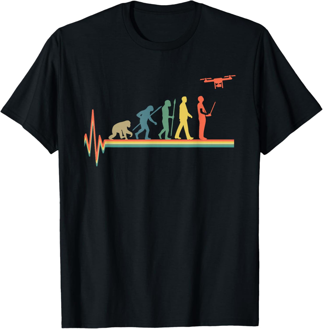 Evolution Herzschlag Drone - Lustiges Retro Drohnen T-Shirt T-Shirt