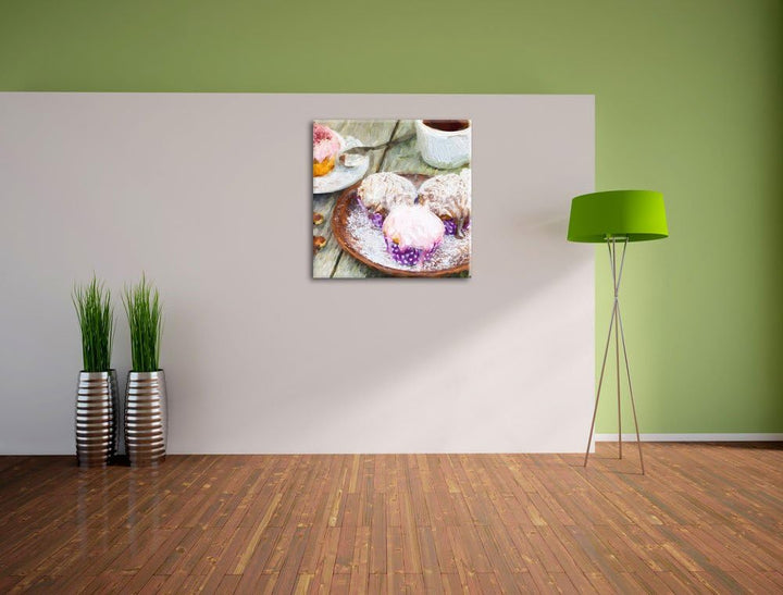 Pixxprint Köstliche Cupcakes als Leinwandbild/Grösse: 70x70 cm/Wandbild/Kunstdruck/fertig bespannt,