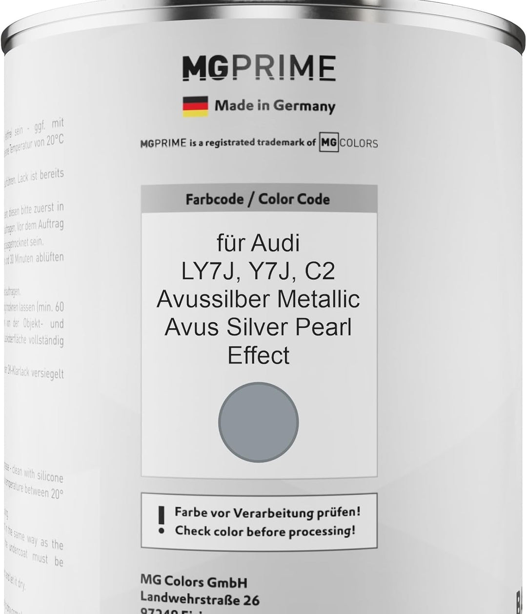 MG PRIME Autolack Dose Set für Audi LY7J / Y7J / C2 Avussilber Metallic/Avus Silver Pearl Effect Bas
