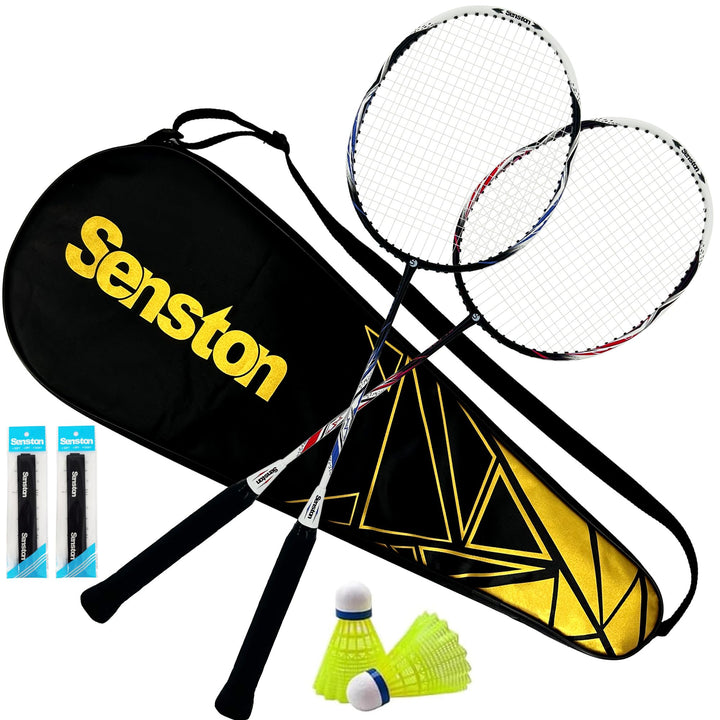 Senston Graphit Badminton-Set Leichtgewicht Badmintonschläger mit Schlägertasche Badminton Schläger