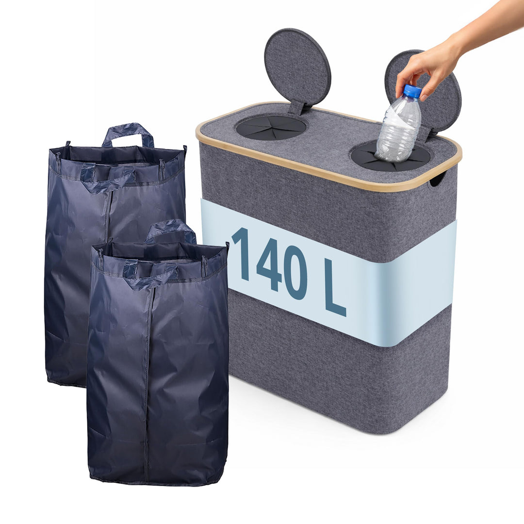 Relaxdays Pfandflaschen Sammelbehälter, 140 L, bis 60 Flaschen, 2 Innenbeutel, Flaschensammler für G