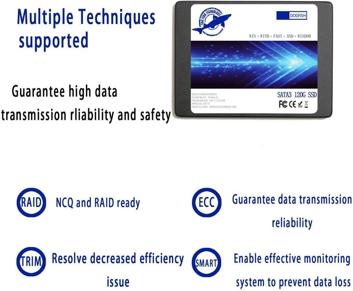 Dogfish SSD 250GB SATA3 2.5 Inch Unidad de Estado sólido incorporada 7MM Height MLC TLC High Speed (