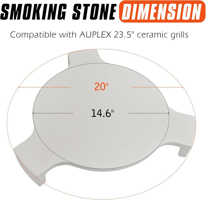 20'' Pizzastein & Heat Deflector für Kamado Zubehör – Extra Dicker Keramik Conveggtor mit 3 Beinen,