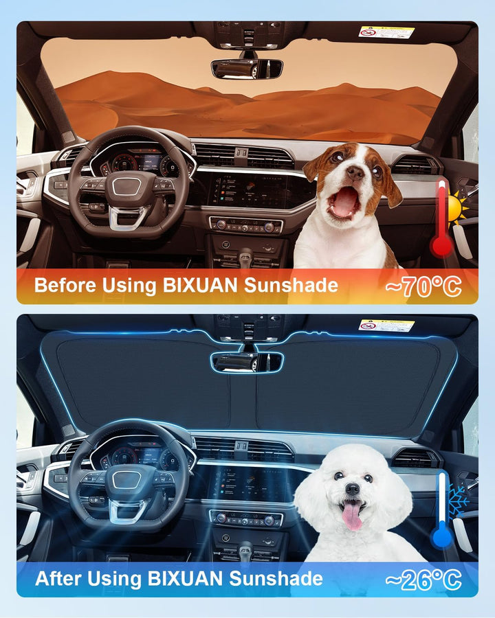 BIXUAN Frontscheiben-Sonnenschutz kompatibel mit Audi Q3 F3 2020-2025 Auto Sonnenschutz Abdeckung fü