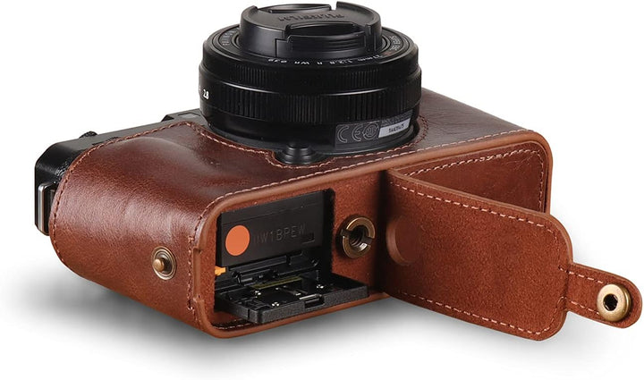 MegaGear Ever Ready Halbtasche aus echtem Leder, mit Schultergurt, kompatibel mit Fujifilm X Series