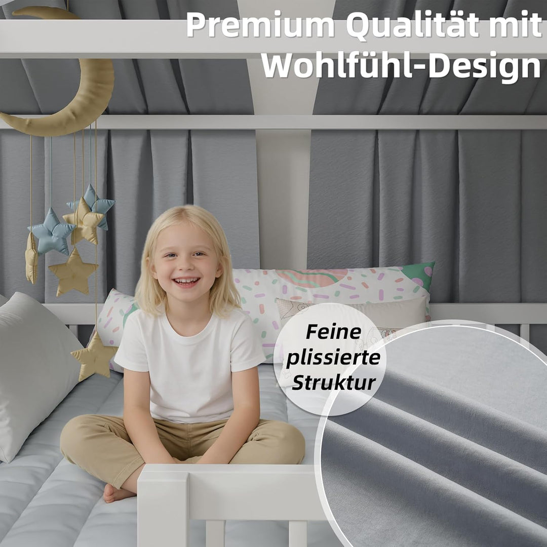 Hausbett Himmel in 5 Farben, 2er Set Betthimmel Hausbett aus weichem Baumwollstoff, Stoffhimmel für