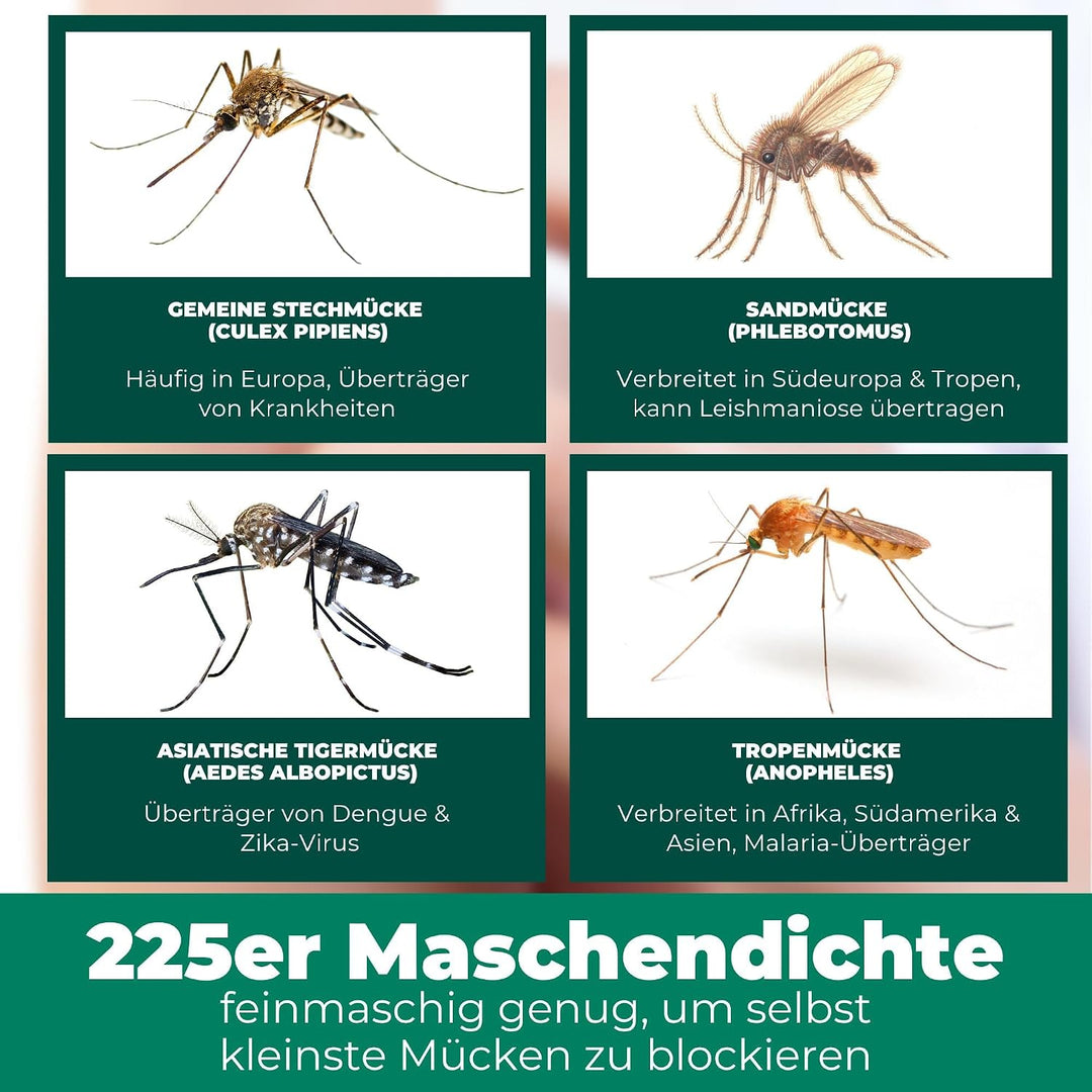 Silberkraft Premium Moskitonetz inklusive Klebehaken, XXL für Doppelbett, Betthimmel mit Reissversch