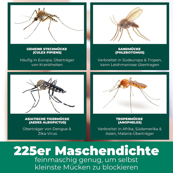 Silberkraft Premium Moskitonetz inklusive Klebehaken, XXL für Doppelbett, Betthimmel mit Reissversch