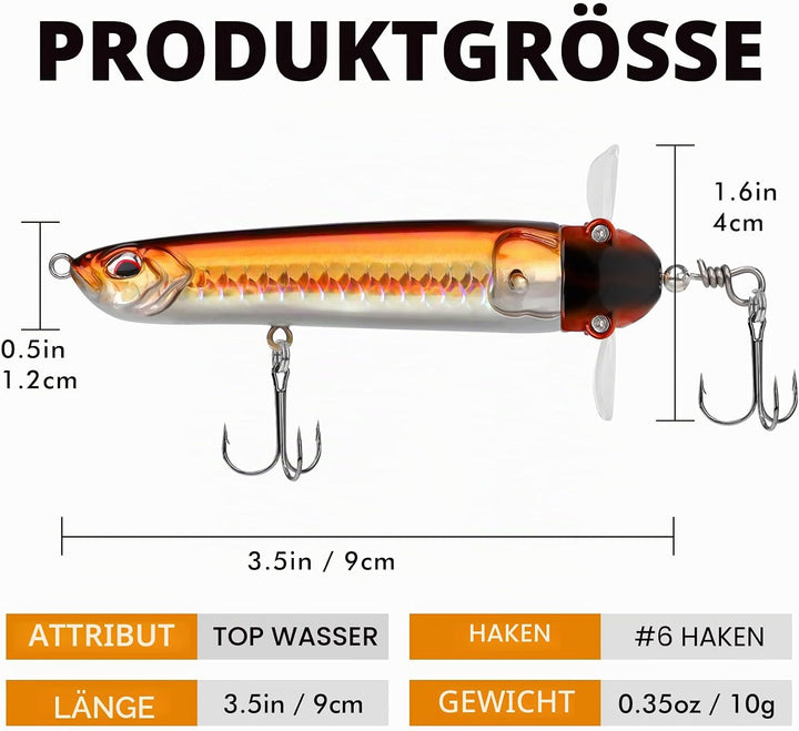 TRUSCEND Top Water Angelköder, Whopper Angelköder für Süsswasser oder Salzwasser, schwimmende Köder