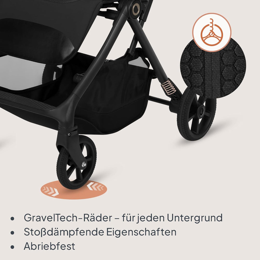 Lionelo Tansi Reisebuggy bis 22 kg, 6 Monate–4 Jahre, Kompakt Faltbar mit Einhand Auto Folding, Grav