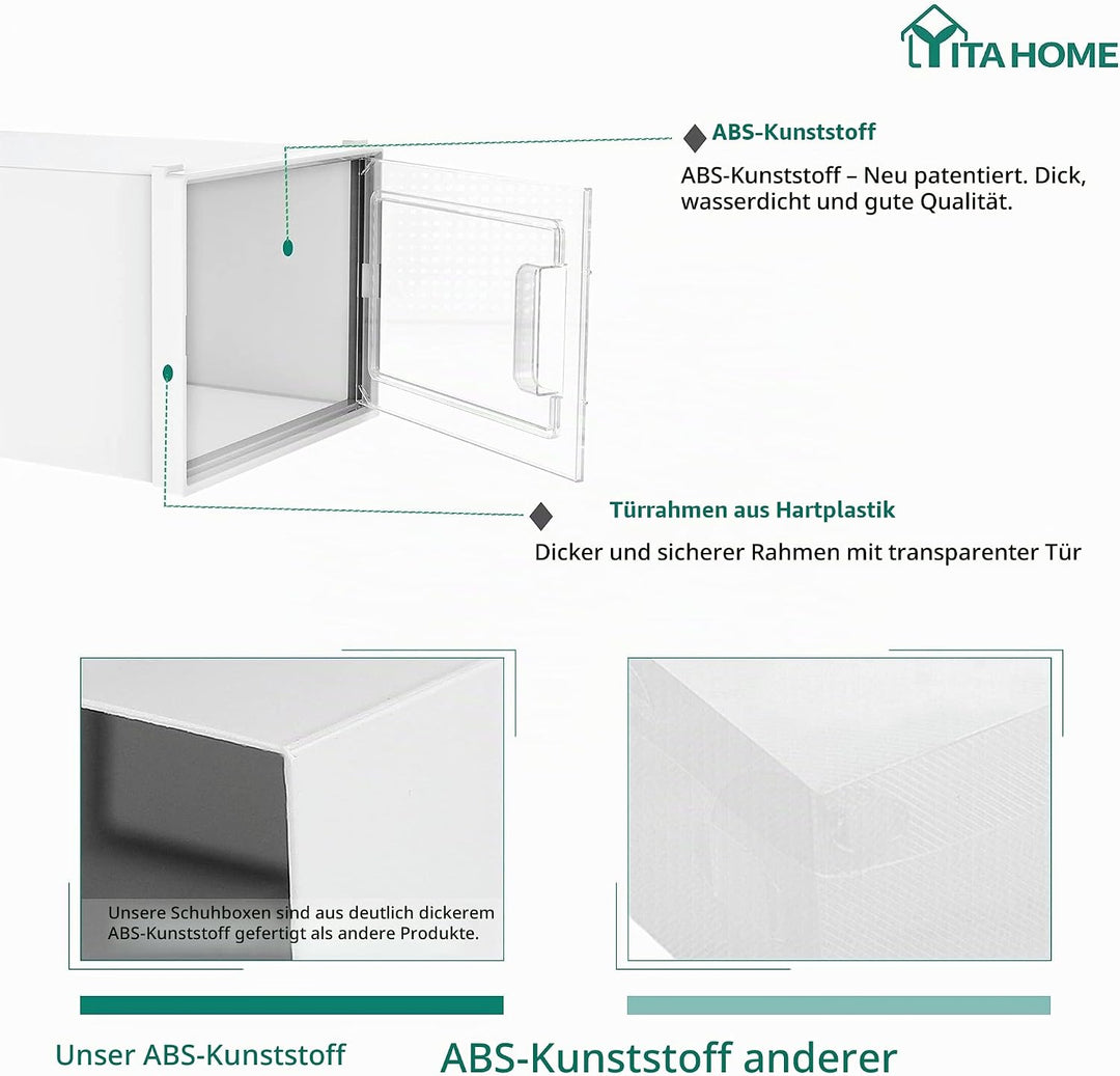 YITAHOME Schuhboxen, 6er Set, Schuhkarton stapelbar stabil, Aufbewahrungsboxen für Schuhe mit transp